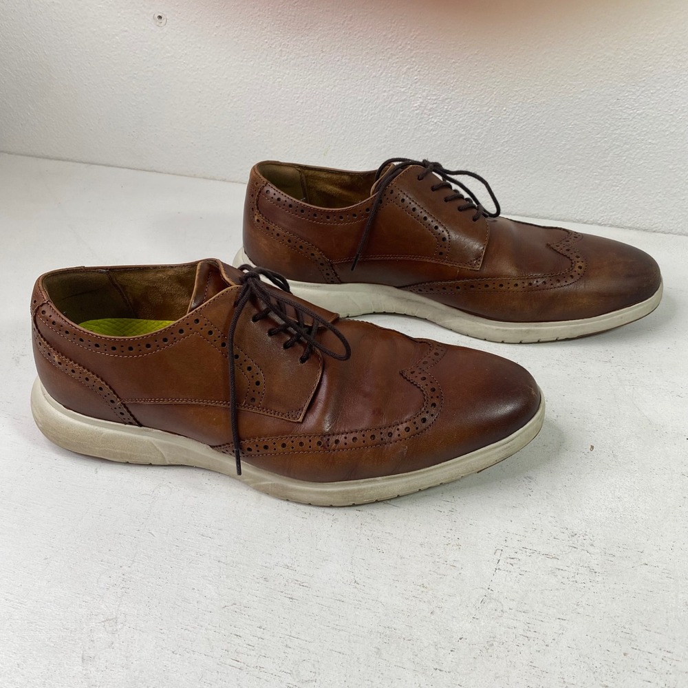 Florsheim Mens 10M Leather Brown Wingtip Oxford Dress Shoes Comfortech